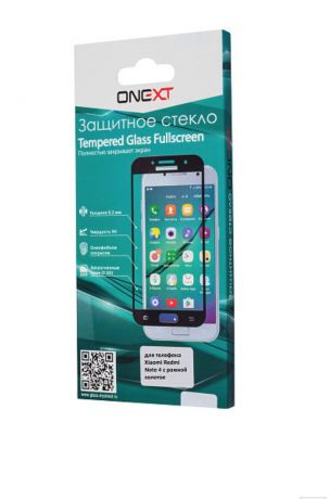 Защитное стекло Onext для телефона Xiaomi Redmi Note 4, 641-41418, с рамкой, золотой