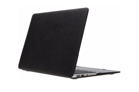 Чехол для ноутбука Gurdini Чехол MacBook Air 13" накладка пластик под кожу черный, черный
