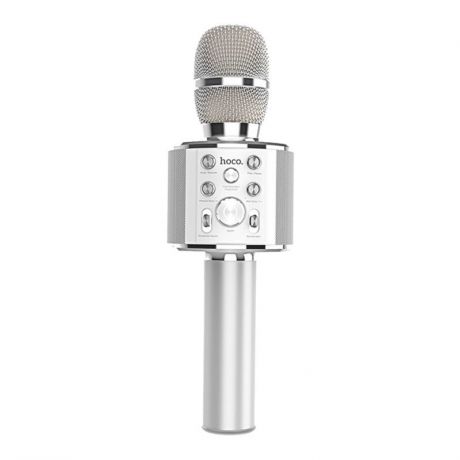 Микрофон Hoco Портативный караоке микрофон со встроенным динамиком Hoco BK3 (Bluetooth, MP3, AUX, KTV), 1153, серебристый