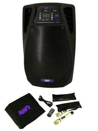 Мобильная акустическая система с встроенным усилителем, аккумулятором и 2 микрофонами Acury AS-12P, черный