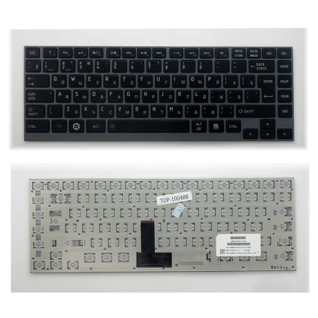 Клавиатура TopOn Toshiba Portege Z830, Z835, M800, N860 Series. Г-образный Enter. С серебристой рамкой. PN: NSK-TX3GC 0R, 9Z.N8UGC.30R., TOP-100488, черный