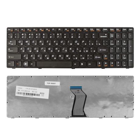 Клавиатура TopOn Lenovo IdeaPad G570, G575, G770, Z560, Z565 Series. Плоский Enter. С черной рамкой. PN: 25-0161025, 25-010793., TOP-90697, черный