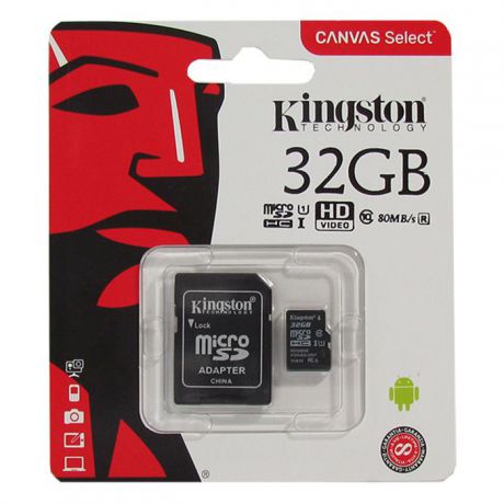 Карта памяти Kingston Canvas Select 32GB UHS-I U1, черный