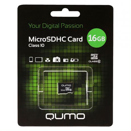 Карта памяти QUMO 16GB Class 10, QM16GMICSDHC10NA, черный