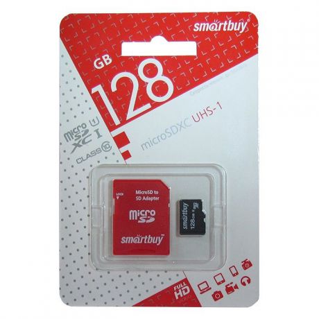 Карта памяти SmartBuy microSDHC Class 10 UHS-I U1 128GB + SD adapter