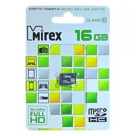 Карта памяти Mirex 16GB Class 10, 13612-MC10SD16, черный