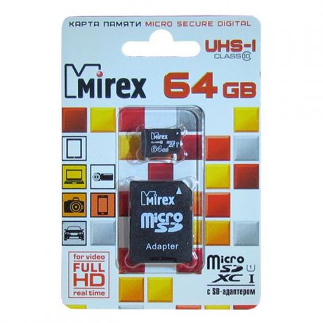Карта памяти Mirex 64GB UHS-I, черный