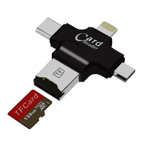 USB Флеш-накопитель TipTop Адаптер-накопитель для iPhone, iPad и Android, 4605180018812, черный