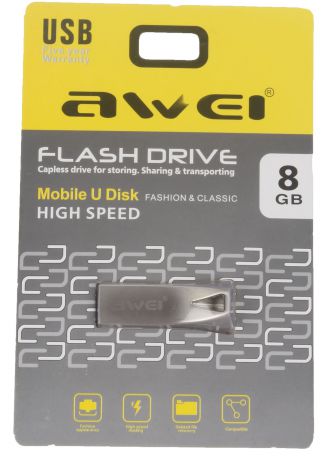 USB Флеш-накопитель Awei USB 8 Gb, AWUS8, серебристый
