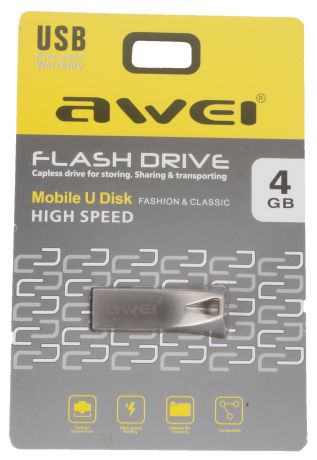 USB Флеш-накопитель Awei USB 4 Gb, AWUS4, серебристый
