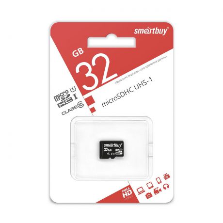 Карта памяти SmartBuy microSDHC, SB32GBSDCL10-00, черный