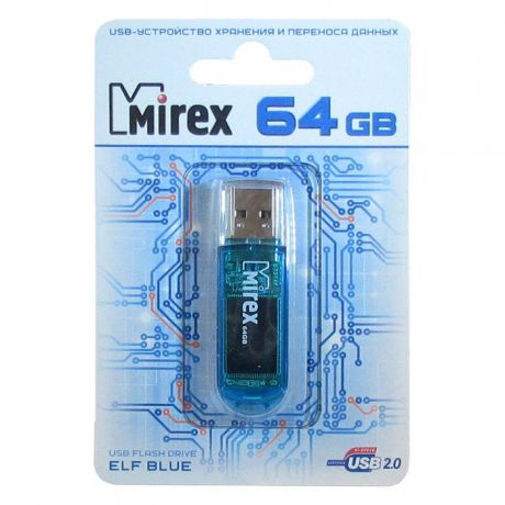 USB Флеш-накопитель Mirex ELF USB 2.0 64GB, 13600-FMUBLE64