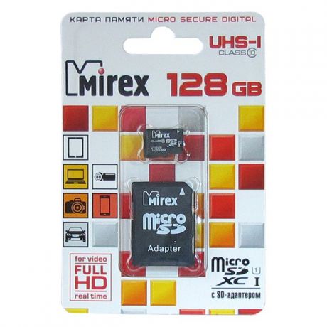 Карта памяти Mirex 128GB UHS-I U1, 13613-AD10S128