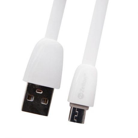 USB кабель Zetton USB SyncCharge Flat Glossy, ZTUSBFGTWEMC, белый