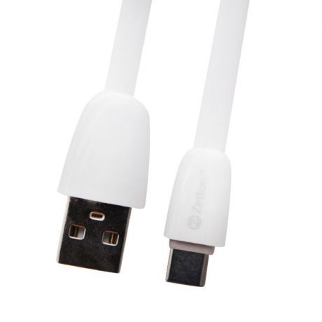 USB кабель Zetton USB SyncCharge Flat Glossy, ZTUSBFGTWEUC, белый