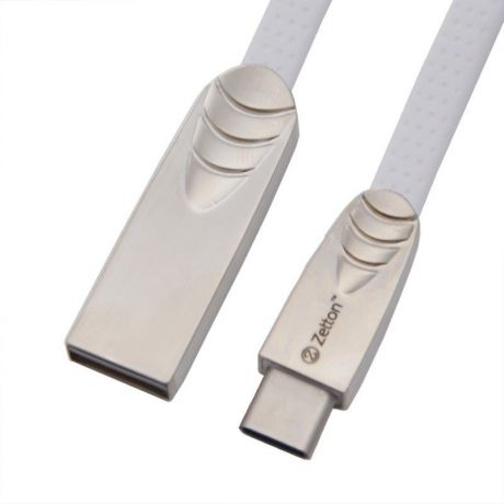 USB кабель Zetton USB SyncCharge Flat Soft, ZTUSBFSTWEUC, белый