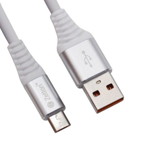 USB кабель Zetton USB SyncCharge Round Soft TPE Data Cable USB to Micro USB, ZTUSBRSTWEMC, белый