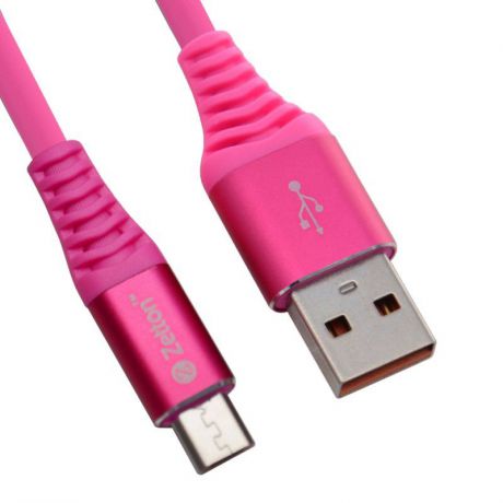 USB кабель Zetton USB SyncCharge Round Soft TPE Data Cable USB to Micro USB, ZTUSBRSTPKMC, розовый