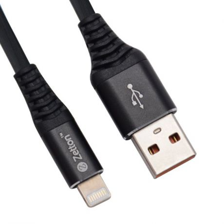 USB кабель Zetton USB SyncCharge Round Soft TPE Data Cable USB to Lightning, ZTUSBRSTBKA8, черный