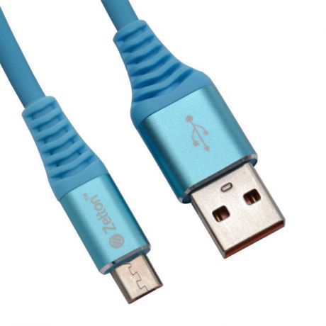 USB кабель Zetton USB SyncCharge Round Soft TPE Data Cable USB to Micro USB, ZTUSBRSTBEMC, синий