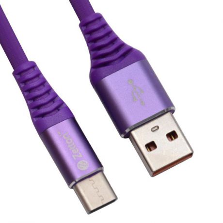 USB кабель Zetton USB SyncCharge Round Soft TPE Data Cable USB to USB-C, ZTUSBRSTPEUC, фиолетовый