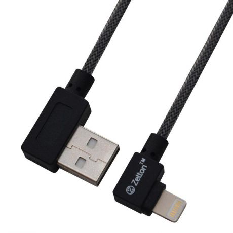 USB кабель Zetton USB SyncCharge RoundArmor Corner Data Cable USB to Lightning серый, ZTUSBRARCGYA8