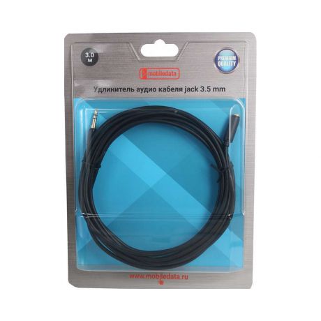 Удлинитель кабеля Mobiledata Удлинитель аудио кабеля jack 3.5 mm, 3.0 м, черный
