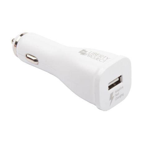 Автомобильное зарядное устройство LP Fast Charge, с выходом USB + кабель USB Type-C 9V-1,67A, White