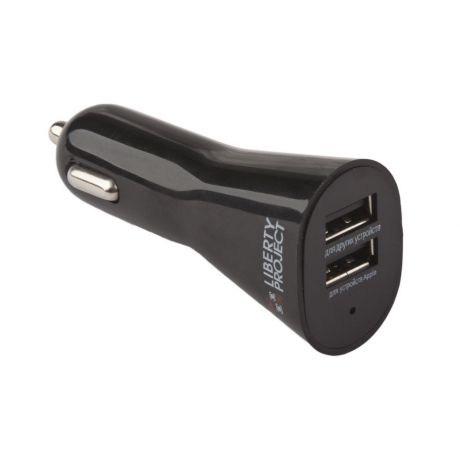 Автомобильное зарядное устройство Liberty Project 2 USB 2,1 А, 0L-00002443, Black