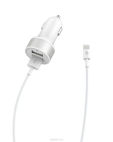 Автомобильное зарядное устройство Devia Smart Dual Car Charge Suit для Apple (iPhone/iPad/iPod) 1 метр, белый