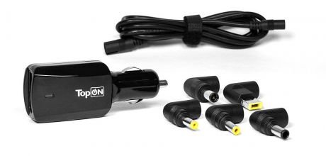Автомобильное зарядное устройство TopOn для ноутбуков, нетбуков, телефонов и цифровой техники 90W с USB-портом на 2.1A.