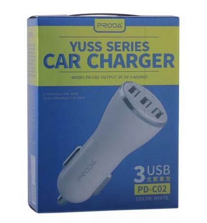Автомобильное зарядное устройство proda Car charger yuss series PD-C02, YSC-2118, белый
