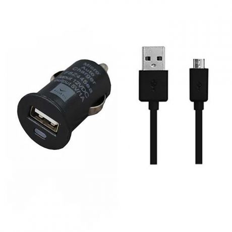 Автомобильное зарядное устройство Mobiledata АЗУ 1000mA USB + microUSB кабель, черный