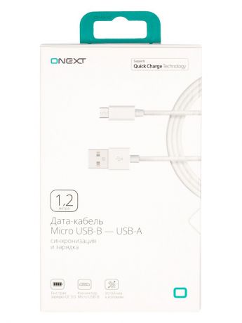 Кабель Onext micro USB-B -USB-A, белый