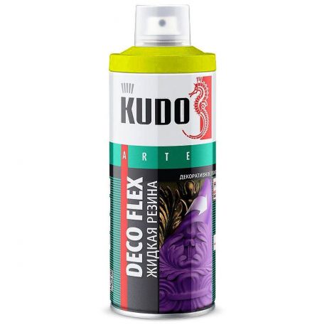 Жидкая резина KUDO "DECO FLEX", аэрозоль, 520 мл, желтый
