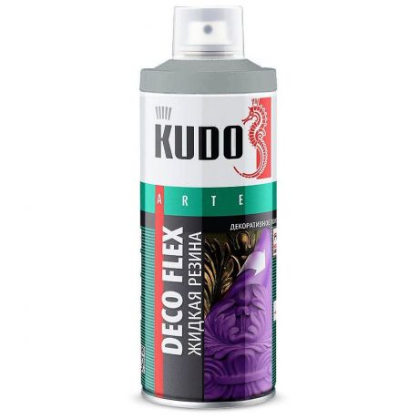 Жидкая резина KUDO "DECO FLEX", аэрозоль, 520 мл, светло-серый