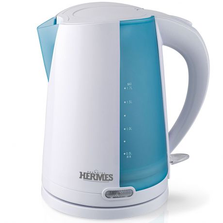 Электрический чайник Hermes Technics HT-EK603, белый, бирюзовый