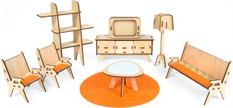 Деревянный конструктор Iq Format мебель для кукол LOL "Гостиная", 8 предметов, 60 элементов