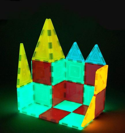 Магнитный конструктор BeeZee Toys Чудо Магнит неон, светящиеся в темноте строительные игровые блоки, 15 деталей