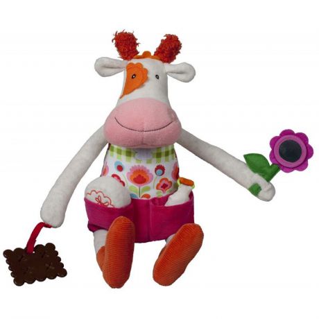 Развивающая игрушка Ebulobo "Коровка Молли", цвет: белый, розовый, 45 см