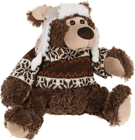 Мягкая игрушка Magic Bear Toys Мишка Дастин в шапке-ушанке и свитере, 102032A/8, высота 18 см