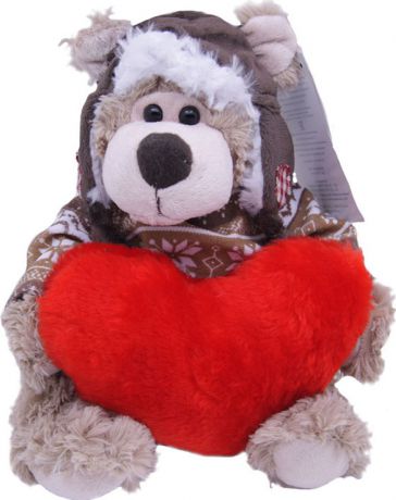 Magic Bear Toys Мягкая игрушка Мишка Рэймонд в шапке-ушанке и свитере с сердцем 20 см