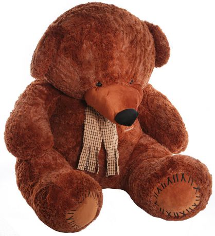 Magic Bear Toys Мягкая игрушка Медведь с заплатками в шарфе цвет коричневый 120 см