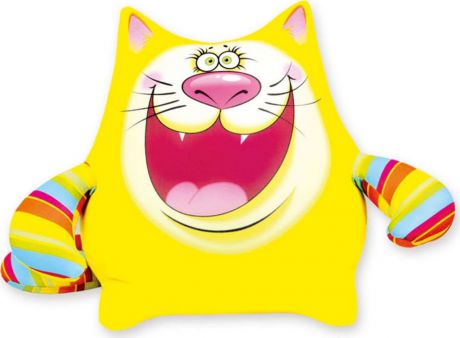 Подушка-игрушка антистрессовая Котик веселый животик, желтый