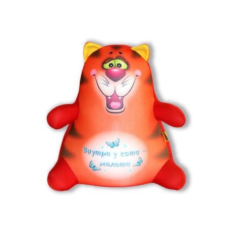 Подушка-игрушка Штучки, к которым тянутся ручки антистресс Котики Обормотики, рыжий, оранжевый