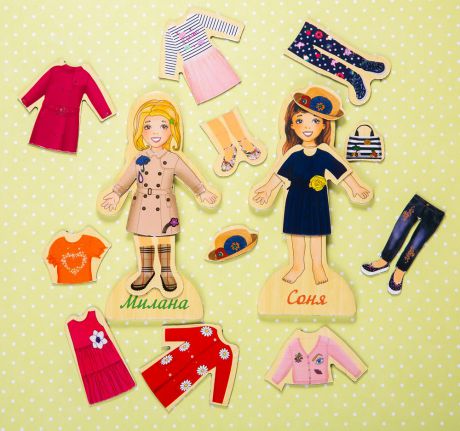Игровой набор с куклой стеша Магнитные 2 куклы "Стеша"+25 элементов одежды