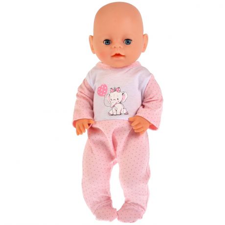 Одежда для кукол Карапуз "Комбинезон Слоник", 267417, розовый, 40-42 см