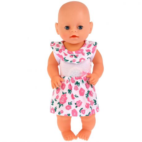 Одежда для кукол Карапуз "Платье Розы", 267425, розовый, белый, зеленый, 40-42 см