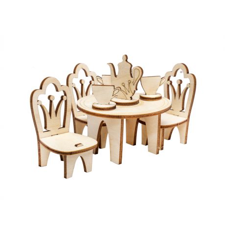 Мебель для кукол Iq Format в домик для кукол LOL, столик со стульями