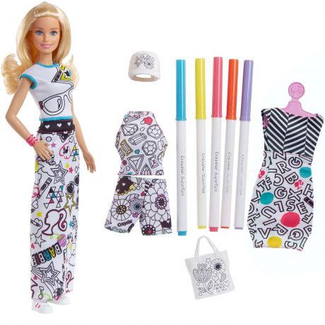 Игровой набор с куклой Barbie Игрушка Barbie + Crayola одежда-раскраска